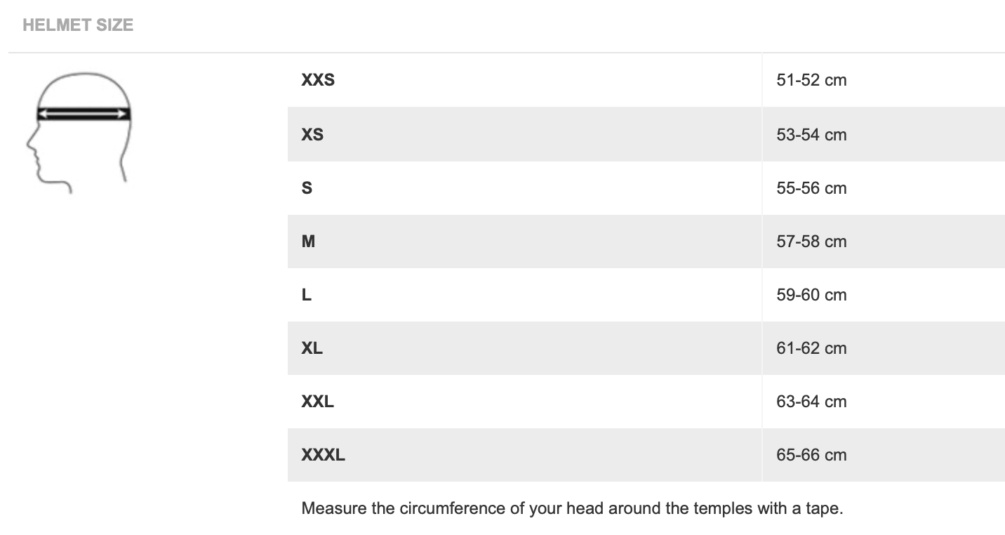 J1 helmet size